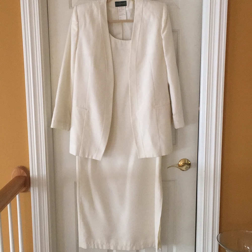 White Harve Bernard dress and jacket set